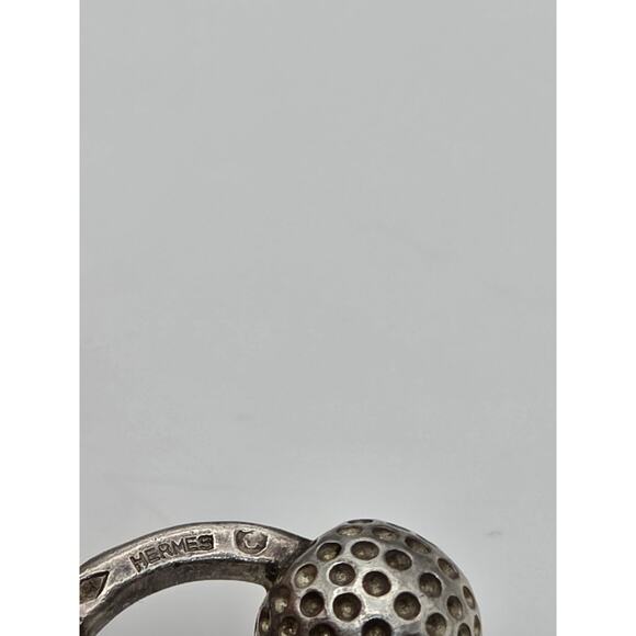 VINTAGE HERMES STERLING SILVER 925 SINGLE GOLF BALL CUFFLINKS - Picture 4 of 13